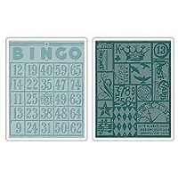 Sizzix Texture Fades Embossing Folders 2-Pack, Bingo and Patchwork Set by Tim Holtz