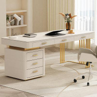Lilac Garden Tools 55.12" White+Golden Rectangular Manufacture wood desks