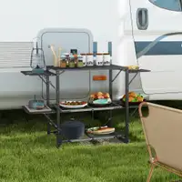 Camping Kitchen Table 49.6" L x 18.1" W x 31.9" H Black