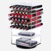 Rebrilliant Large Acrylic Rotating Cosmetic 72 Lipsticks And 2 Drawers Tower Organizer