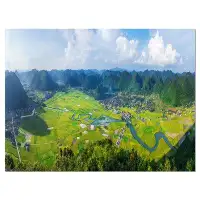 Made in Canada - Design Art Rice Field Valley Vietnam Panorama Photographic Print on Wrapped Canvas