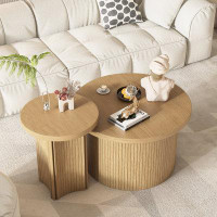 Wrought Studio Nesting Coffee Table Set Of 2, Round Wooden Coffee Table