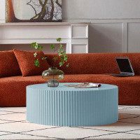 Ivy Bronx Round Coffee Table End table with Elegant Relief Detailing