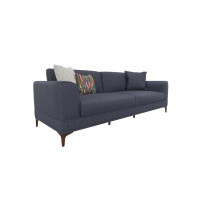 Corrigan Studio Pavia 93.7" Wide 3 Seater Sofa Bed in Navy Blue