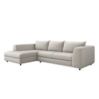 Interlude Comodo Left Chaise 2 Piece Sectional - Polished Nickel Frame - Storm Upholstery