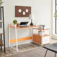 Inbox Zero Maryse Computer Desk With Wireless Charging Station,Home Office Workstation Laptop Study Table W/Drawer