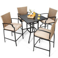 Lark Manor Square 4 - Person 32" Long Bar Height Dining Set with Cushions