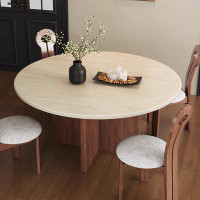 PEPPER CRAB French round table vintage solid wood family dining table and chair combination