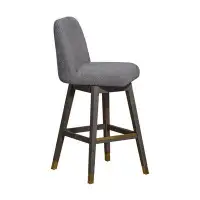 Lux Comfort 41.5x 21.5 x 19_30" Brown And Grey Solid Wood Swivel Bar Height Bar Chair With Footrest
