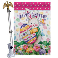 Breeze Decor Easter Treats - Impressions Decorative Aluminum Pole & Bracket House Flag Set HS103055-BO-02