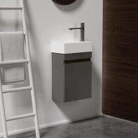 Ebern Designs Laura 16" Small Bathroom Vanity With Sink, Wall Mounted Bathroom Vanity For Modern Bathroom, One-Piece Whi