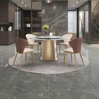 LORENZO Italian light luxury high-end sintered stone round table set  (1 table with turntable and 4 chairs)