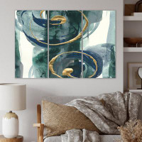 Made in Canada - East Urban Home Posh & Luxe Premium 'Mettalic Indigo and Gold II' Painting Multi-Piece Image on Canvas