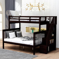 Harriet Bee Stairway Twin-Over-Full Bunk Bed With Storage And Guard Rail For Bedroom