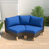Ebern Designs Tuule 72.4" Wide Outdoor Wicker Curved Patio Sectional with Cushions