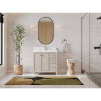 Willow Collections Chicago 36 In. W X 22 In. D Center Sink Bathroom Vanity In Fine Grain With 2 In. Carrara Quartz