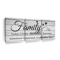 Elephant Stock Family Moments Typography - 3 Piece Wrapped Canvas Set