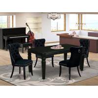 Alcott Hill 5 Pc Dining Set - of a Rectangle Table with Butterfly Leaf and 4 Chairs, Black