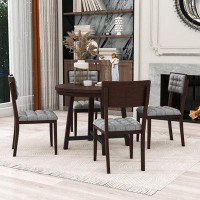 Red Barrel Studio 5-Piece Dining Table Set with 4 Upholstered Chairs
