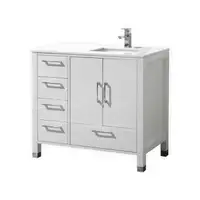 24, 30, 36, 40, 48, 60, 72 & 84 In High Gloss White Single Sink Vanity w White Countertop (60 & 84 Has a Double Sink)KBQ