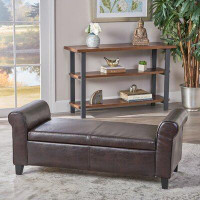 Alcott Hill Varian Faux Leather Flip Top Storage Bench