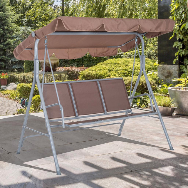 Swing Bench 67.25" x 42.5" x 60.75" Brown in Patio & Garden Furniture