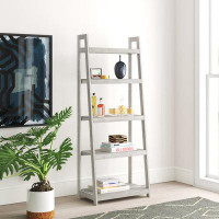 Beachcrest Home Warminster 76'' H x 30'' W Solid Wood Ladder Bookcase