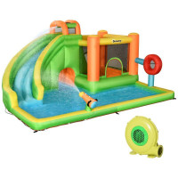 8-IN-1 INFLATABLE WATER SLIDE, KIDS CASTLE BOUNCE HOUSE INCLUDES SLIDE, TRAMPOLINE, POOL, WATER GUN, BALL-TARGET, BOXING