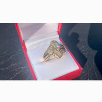 #492 - 10k Yellow Gold, Ladies .40 Carat Diamond Dinner Ring, Size 11