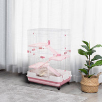 Small Animal Cage 31.9" x 20.7" x 44.9" Pink