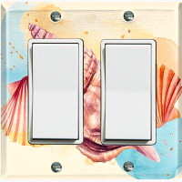 WorldAcc Metal Light Switch Plate Outlet Cover (Sea Shell Clams Sand Beach  - Double Rocker)