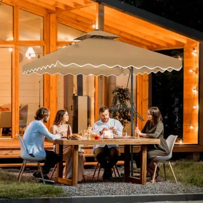 This offset cantilever umbrella and cross base set will add much needed shelter to any outdoor space...