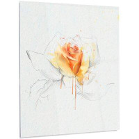 Design Art Flower 'Yellow Rose' Painting Print on Metal