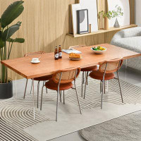 Orren Ellis 78.74" Burlywood Solid Wood Rectangular Dining Table