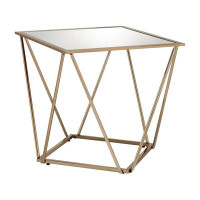 Mercer41 Lexine Square End Table in Gold and Mirrored