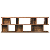 Millwood Pines Millwood Pines 94.5 inches Width Adjustable Antique Rustic Wood Bookcase