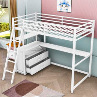 Mason & Marbles Soria Kids Twin Loft Bed with Drawers
