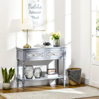 House of Hampton House of Hampton® Vintage Console Table With Drawers, Retro Sofa Table For Living Room, Hallway, Grey