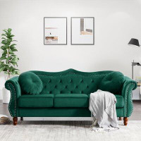 House of Hampton Velvet Chesterfield 80.7'' Rolled Arm Sofa