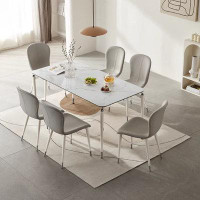 Elevat Home Modern rock plate dining table and chair combination home rectangular(6 chairs)