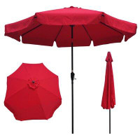 Arlmont & Co. 10ft Patio Umbrella Market Table Round Umbrella Outdoor Garden Umbrellas With Crank And Push Button Tilt F