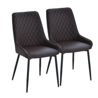 Corrigan Studio Corrigan Studio® Set Of 2 Mid Century Modern Dining Chair PU Leather Padded Chairs Metal Legs For Kitche