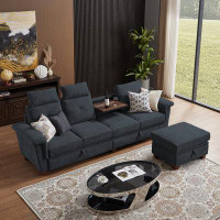 Latitude Run® 109" Modern 4 Seaters Sectional Sofa with Hidden Coffee Table and Large Storage Space