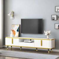 Afia Premium Collection Minimalism Tv Stand With Open Storage Shelf, Cabinets And Drawers