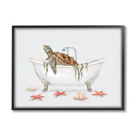 Stupell Industries Nautical Turtle Bathtub Bathing Framed Giclee Art By Ziwei Li