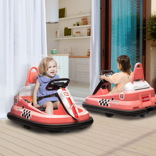 KIDS BUMPER CAR, 6V 360° ROTATION ELECTRIC RIDE ON CAR, TWIN MOTORS BATTERY POWERED TOY WITH MUSIC, HORN AND LIGHTS, SAF in Toys & Games - Image 2
