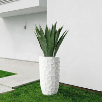 Wrought Studio Govind White Geometric Tall Pot Planter
