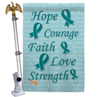 Breeze Decor Hope, Faith, Courage - Impressions Decorative Aluminum Pole & Bracket House Flag Set HS115080-BO-02