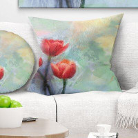 Made in Canada - East Urban Home Floral Tulips on Light Watercolor Pillow