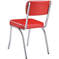 Brayden Studio Brayden Studio Retro Open Back Side Chairs Red And Chrome (Set Of 2)